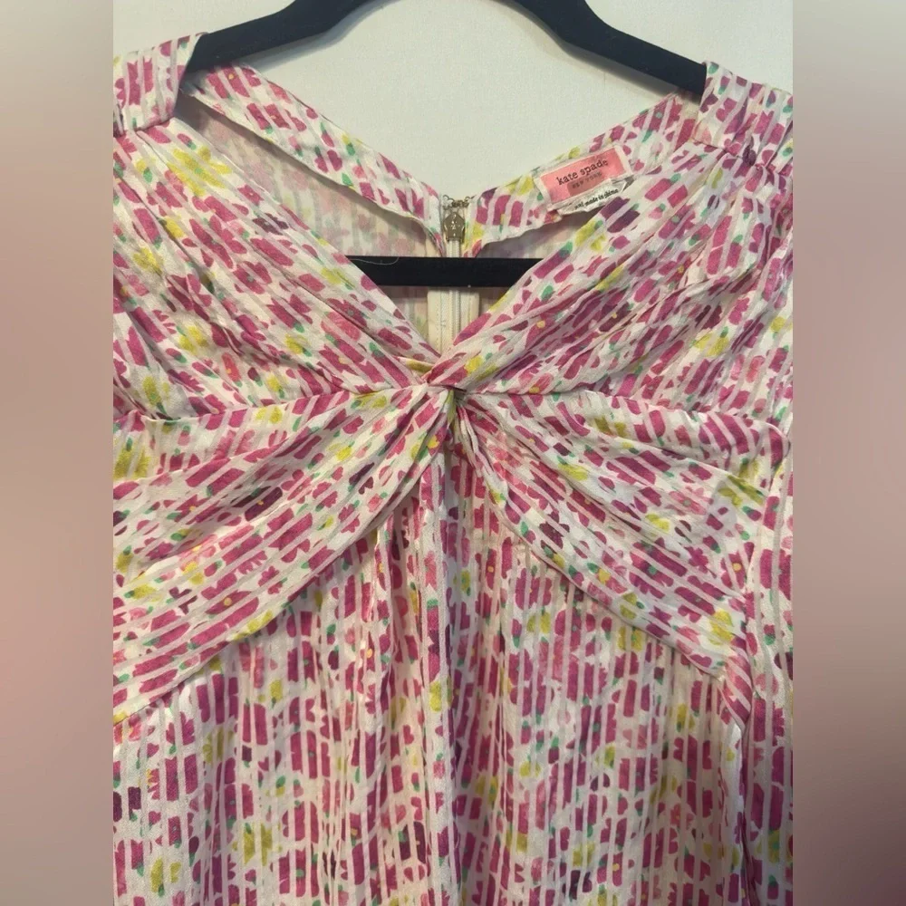 KATE SPADE Marker Floral Devote French Cream Top size XXL Puff Sleeve silky